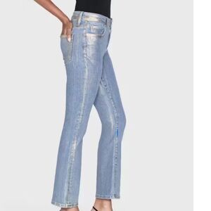 Frame LE CROP MINI BOOT IN GOLD HOLOGRAM SIZE 32